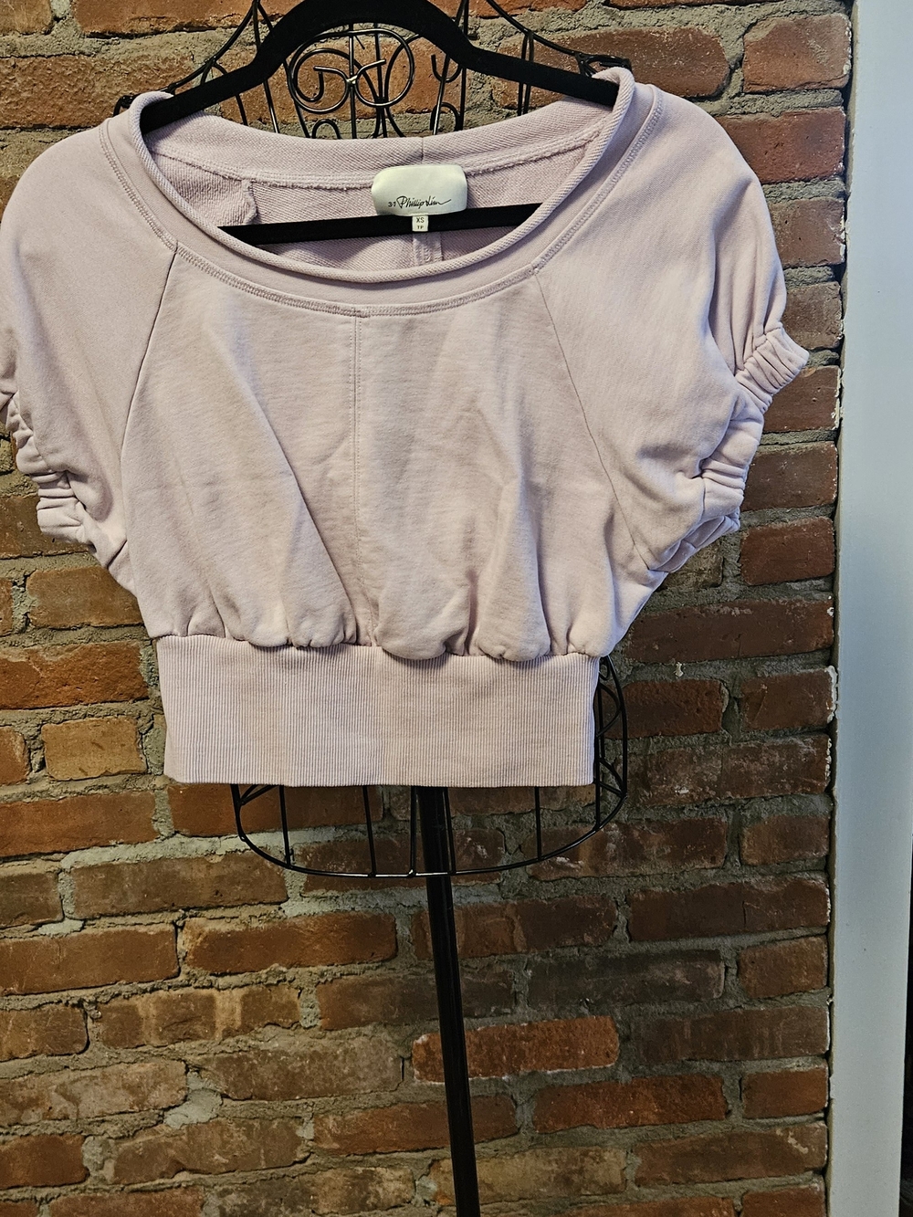 Light Pink Short Sleeve Cropped Sweatshirt